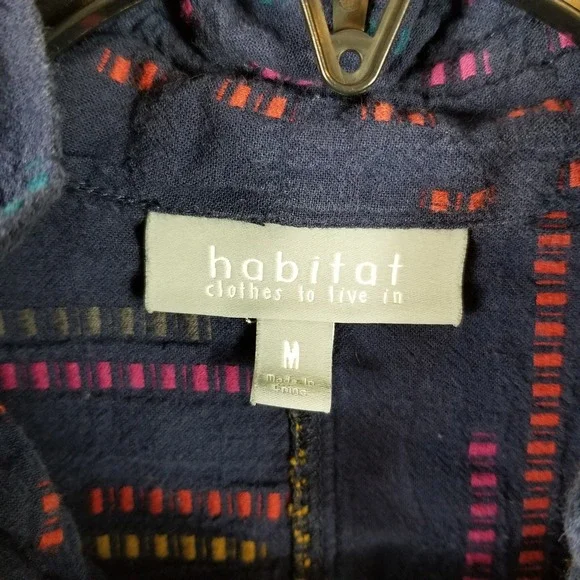 Habitat Clothes To Live In Womens Medium Blue Multi Stripe Ruffle Tunic 46440 - Picture 3 of 7